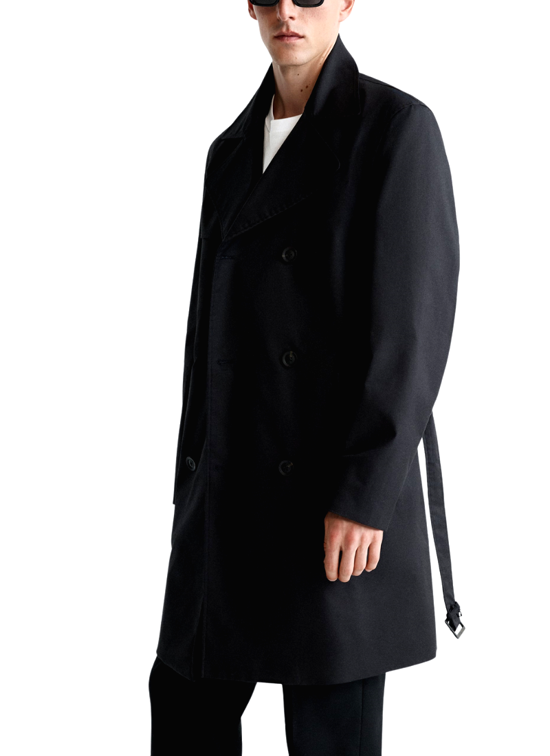 Trench-coat Zara Basic Noir - Taille XS - Femme - Occasion Parfait État